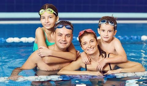 image of a family in the pool